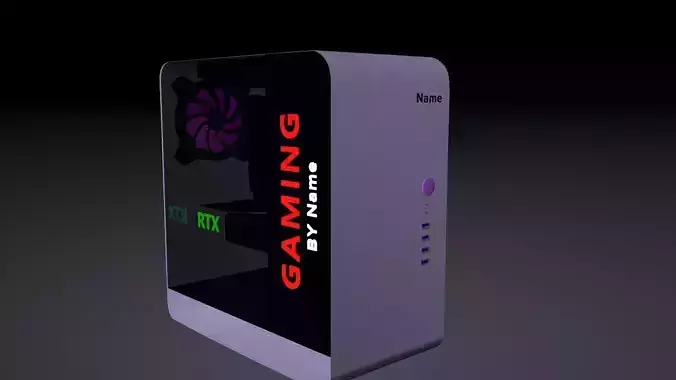 Lowpoly PC with monitor with keyboard and chair