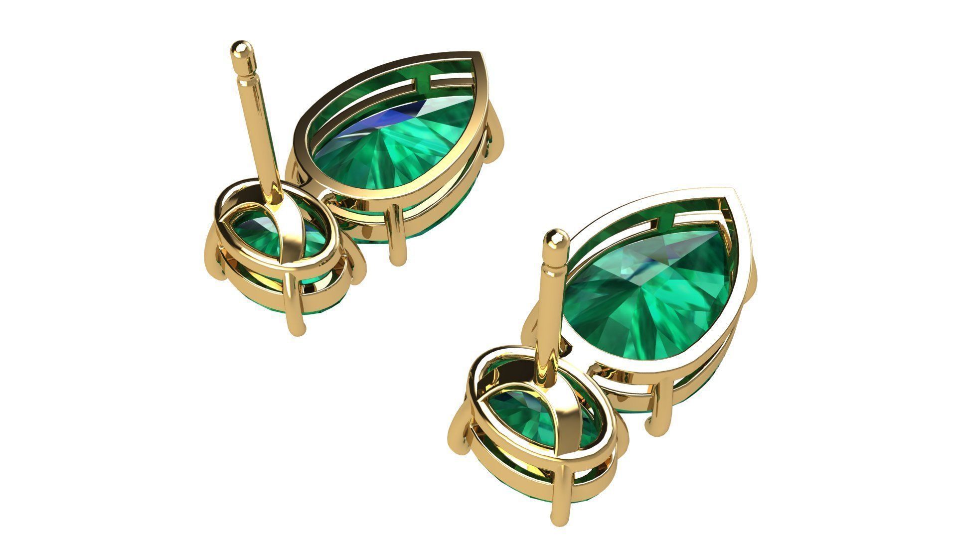 Earrings with Oval and Pear Gems 3D print model_7