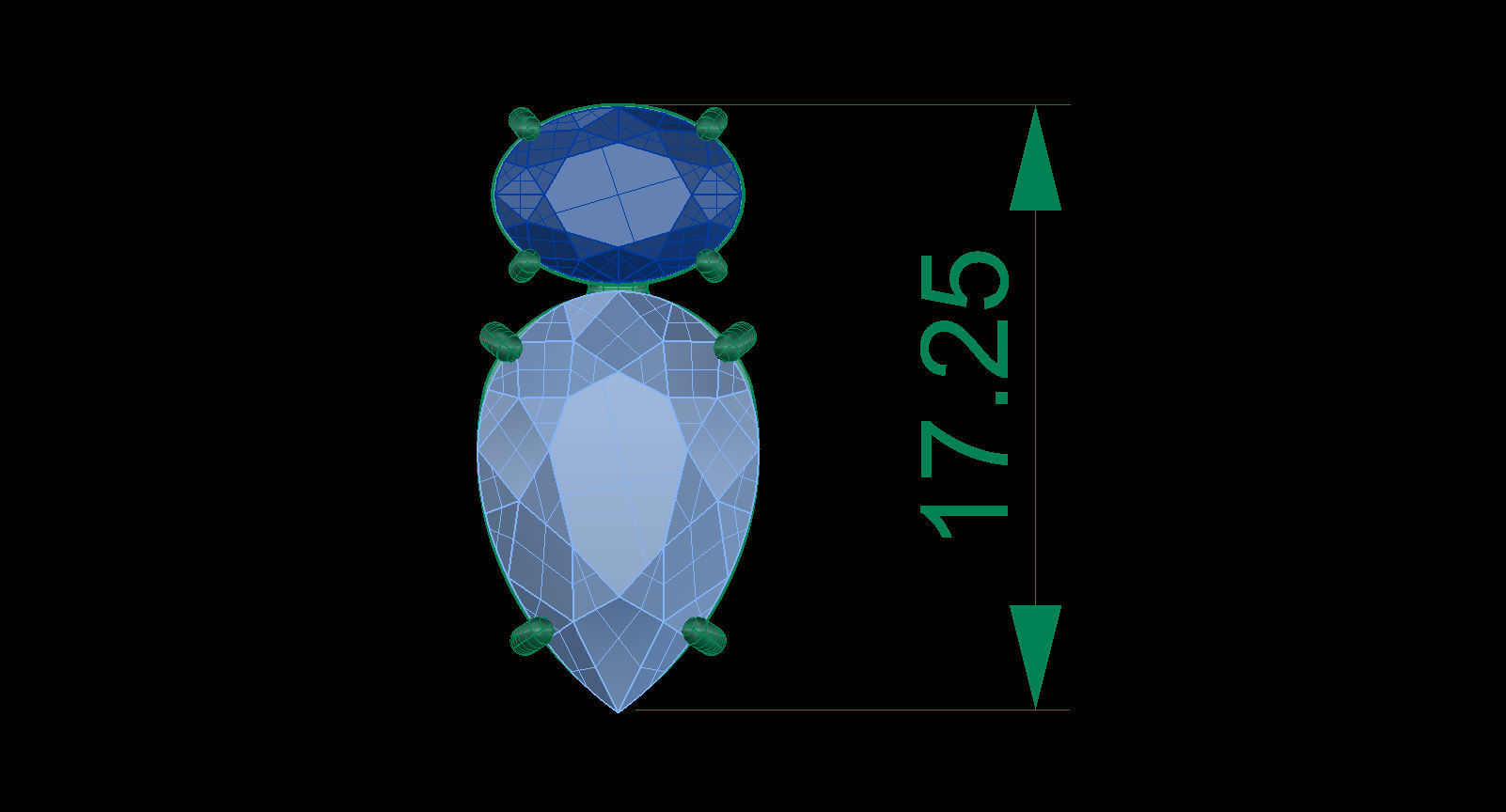 Earrings with Oval and Pear Gems 3D print model_12