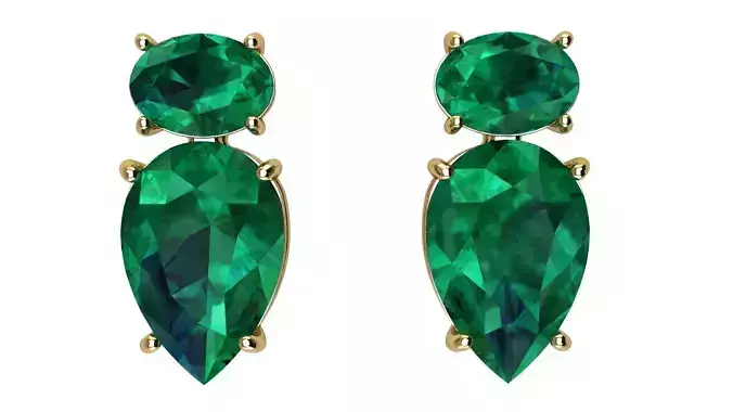 Earrings with Oval and Pear Gems