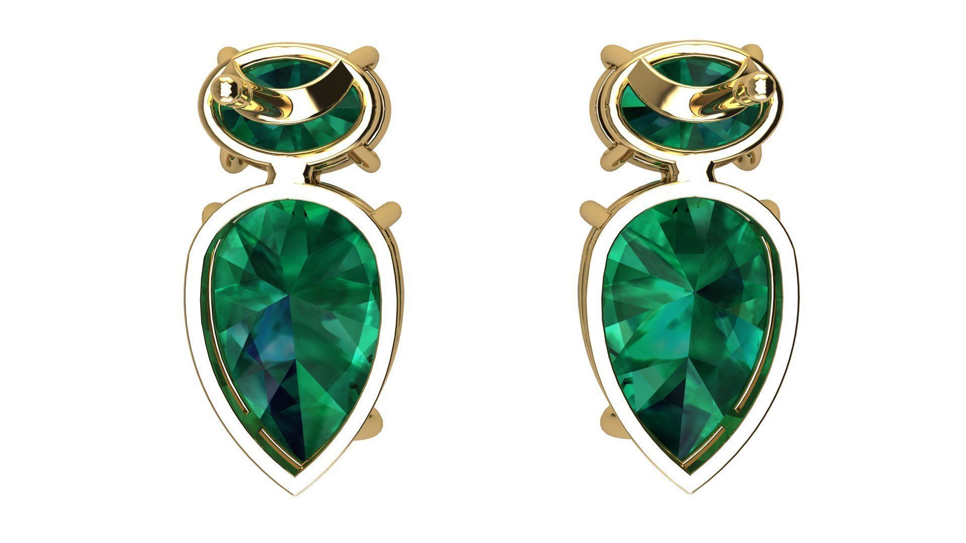 Earrings with Oval and Pear Gems 3D print model_5