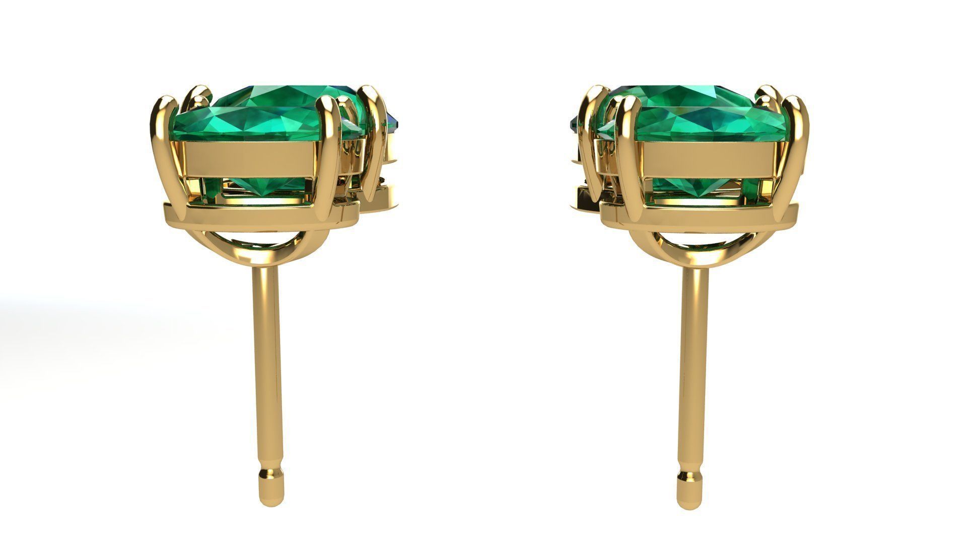 Earrings with Oval and Pear Gems 3D print model_4