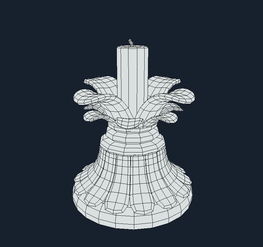 Candle holder with flower Low-poly 3D model_6