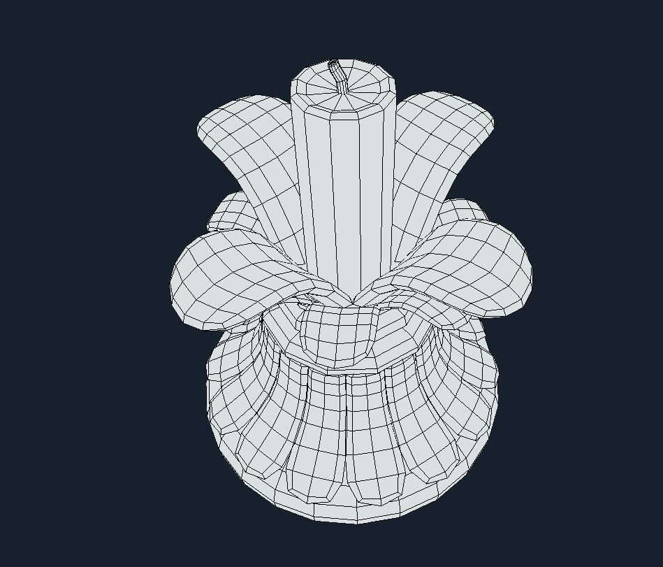 Candle holder with flower Low-poly 3D model_7
