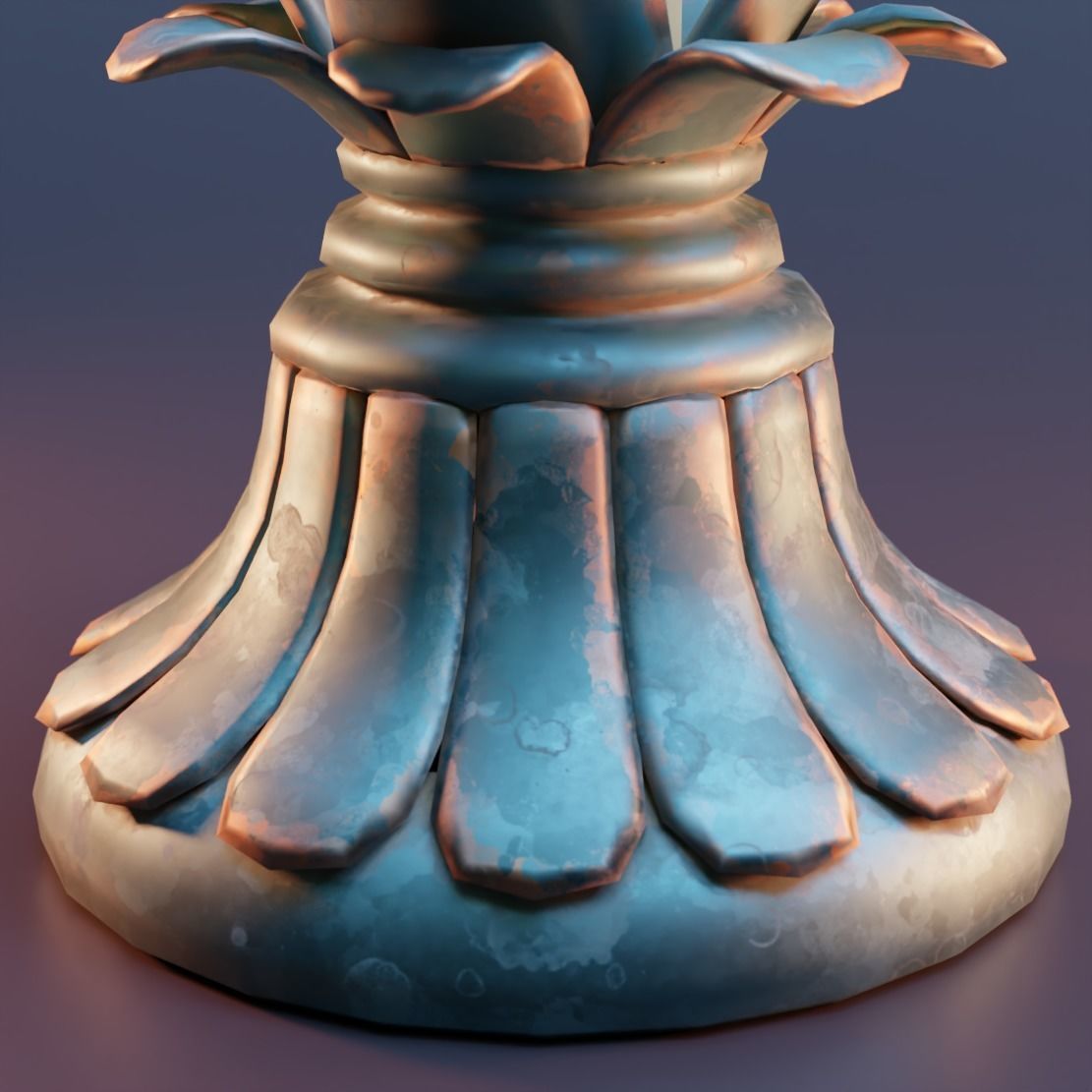 Candle holder with flower Low-poly 3D model_5