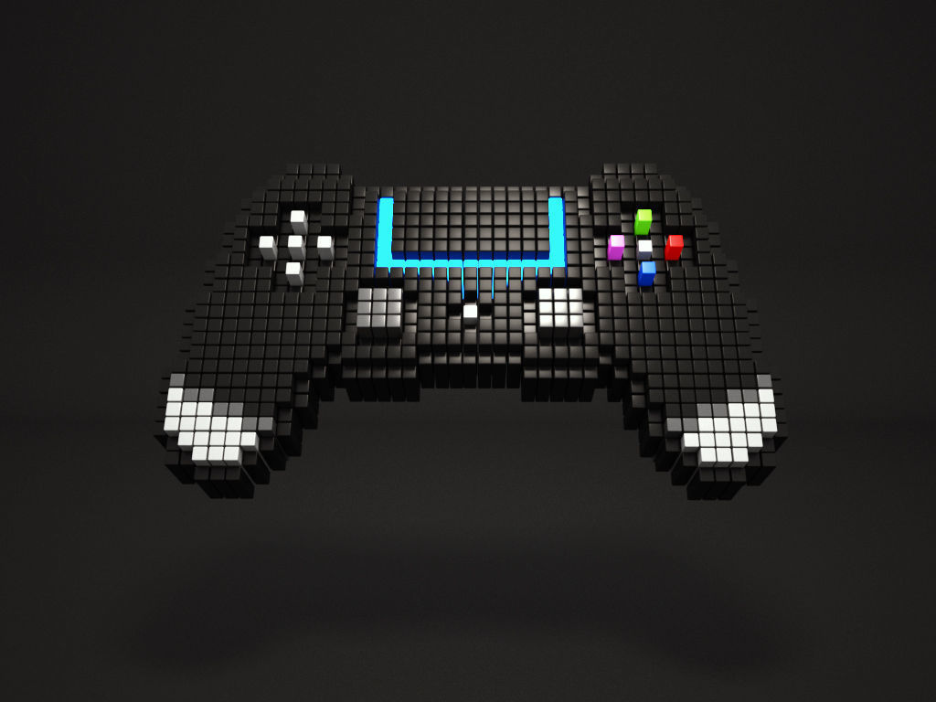 Voxel Style Playstation controller 3D model_4