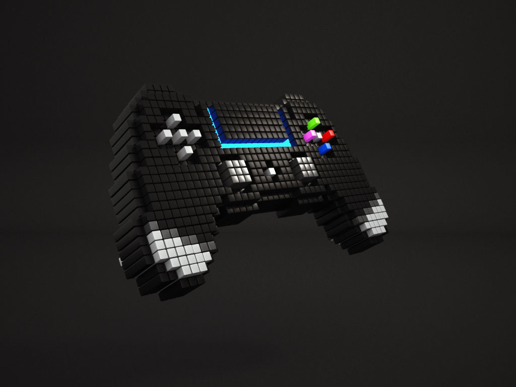 Voxel Style Playstation controller 3D model_3
