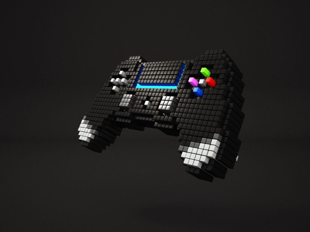 Voxel Style Playstation controller 3D model_2