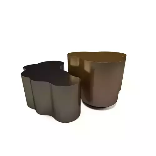 Curbstone two side tables in gold