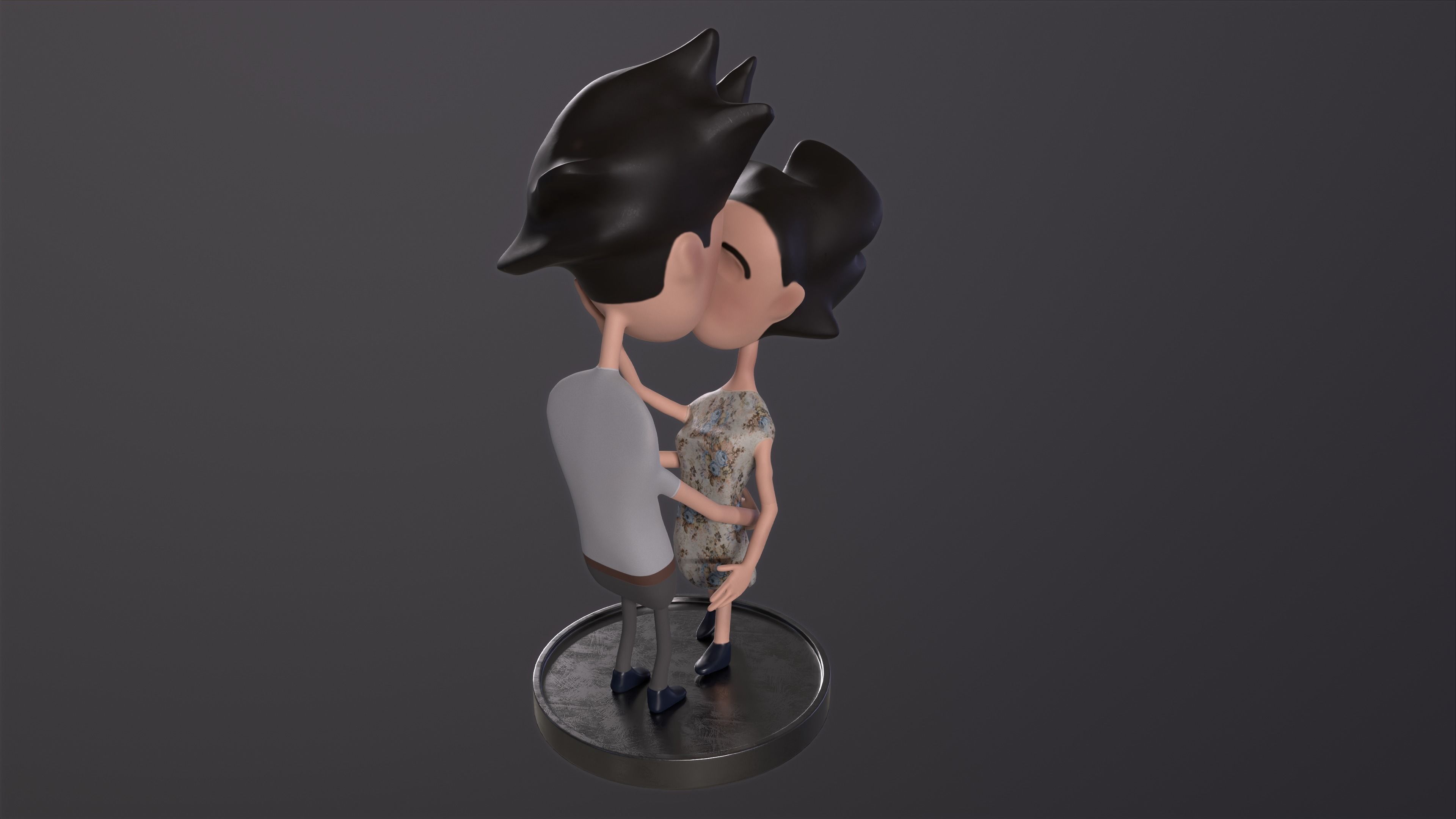 Kissing Couple - 3D Print Ready Model 3D print model_5