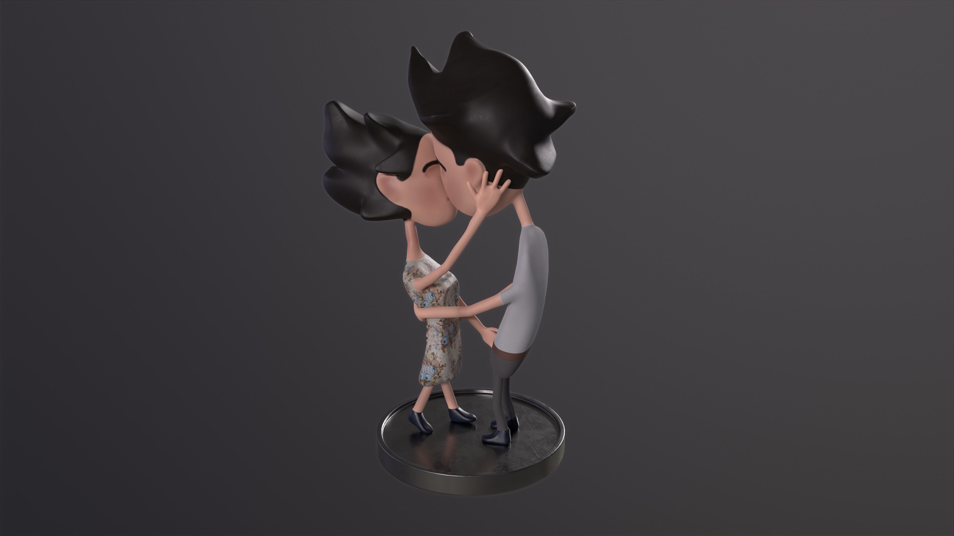 Kissing Couple - 3D Print Ready Model 3D print model_8