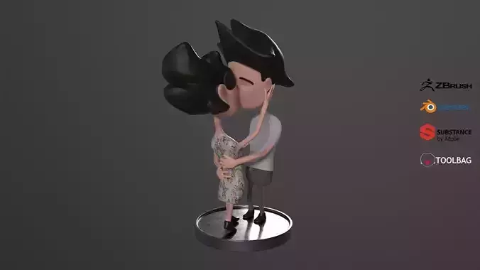 Kissing Couple - 3D Print Ready Model