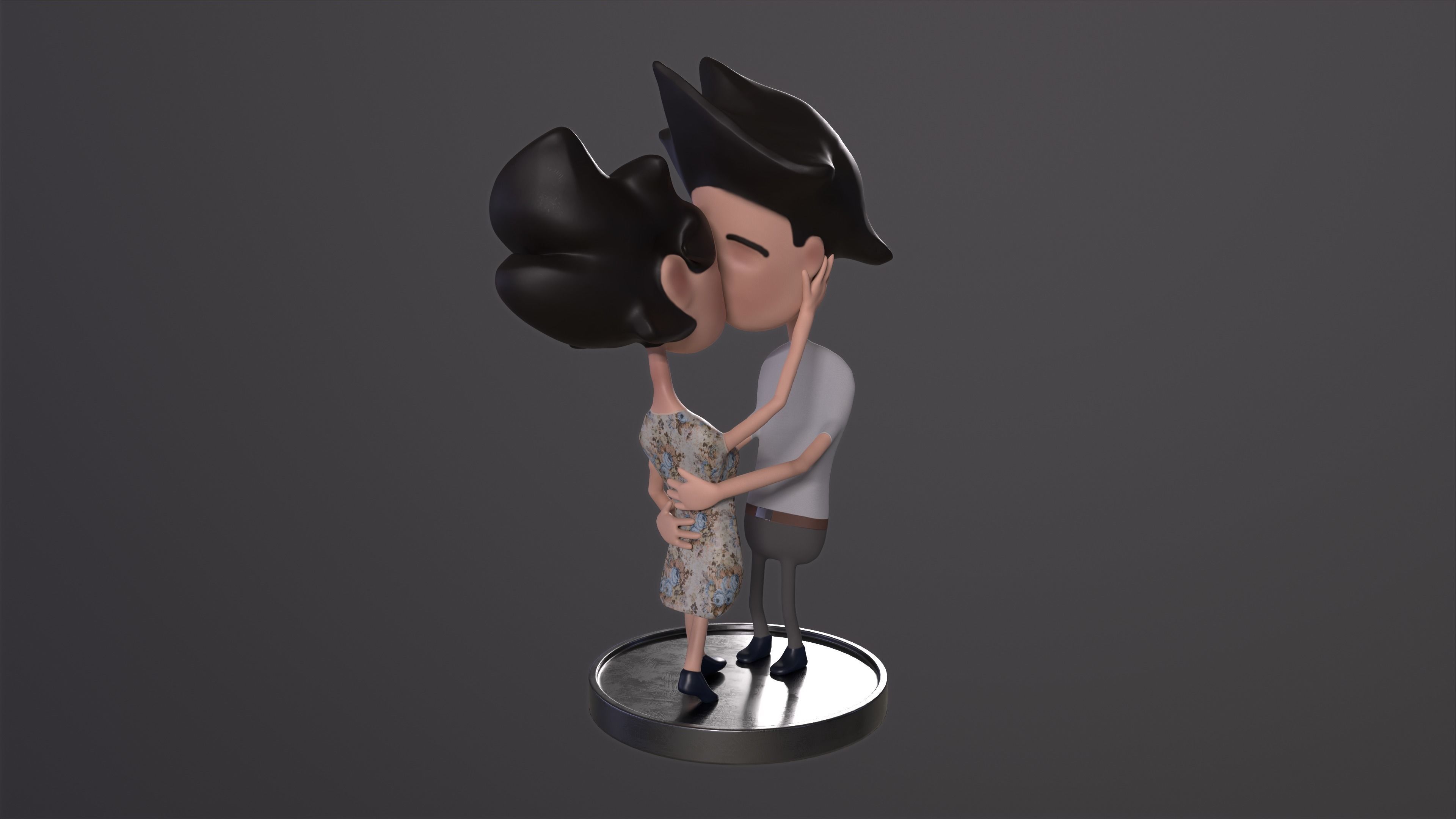 Kissing Couple - 3D Print Ready Model 3D print model_3