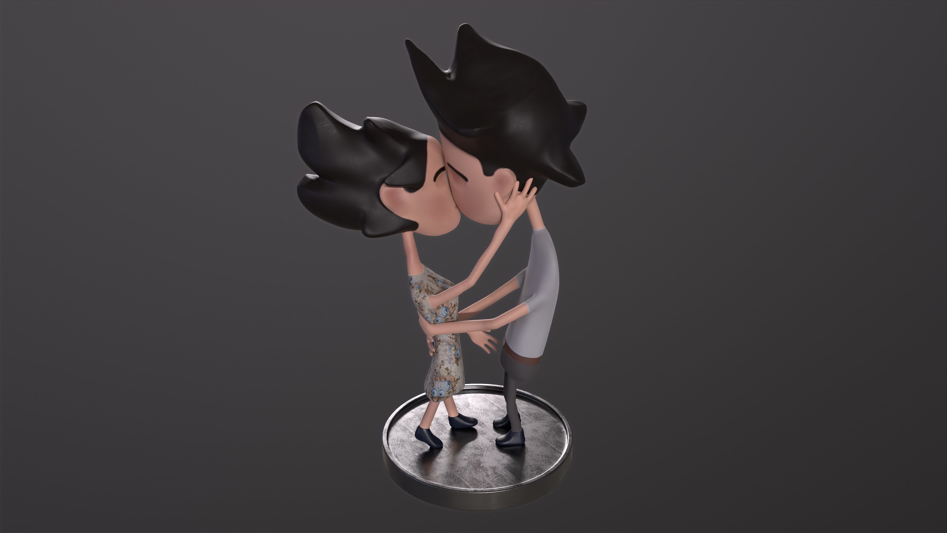 Kissing Couple - 3D Print Ready Model 3D print model_6