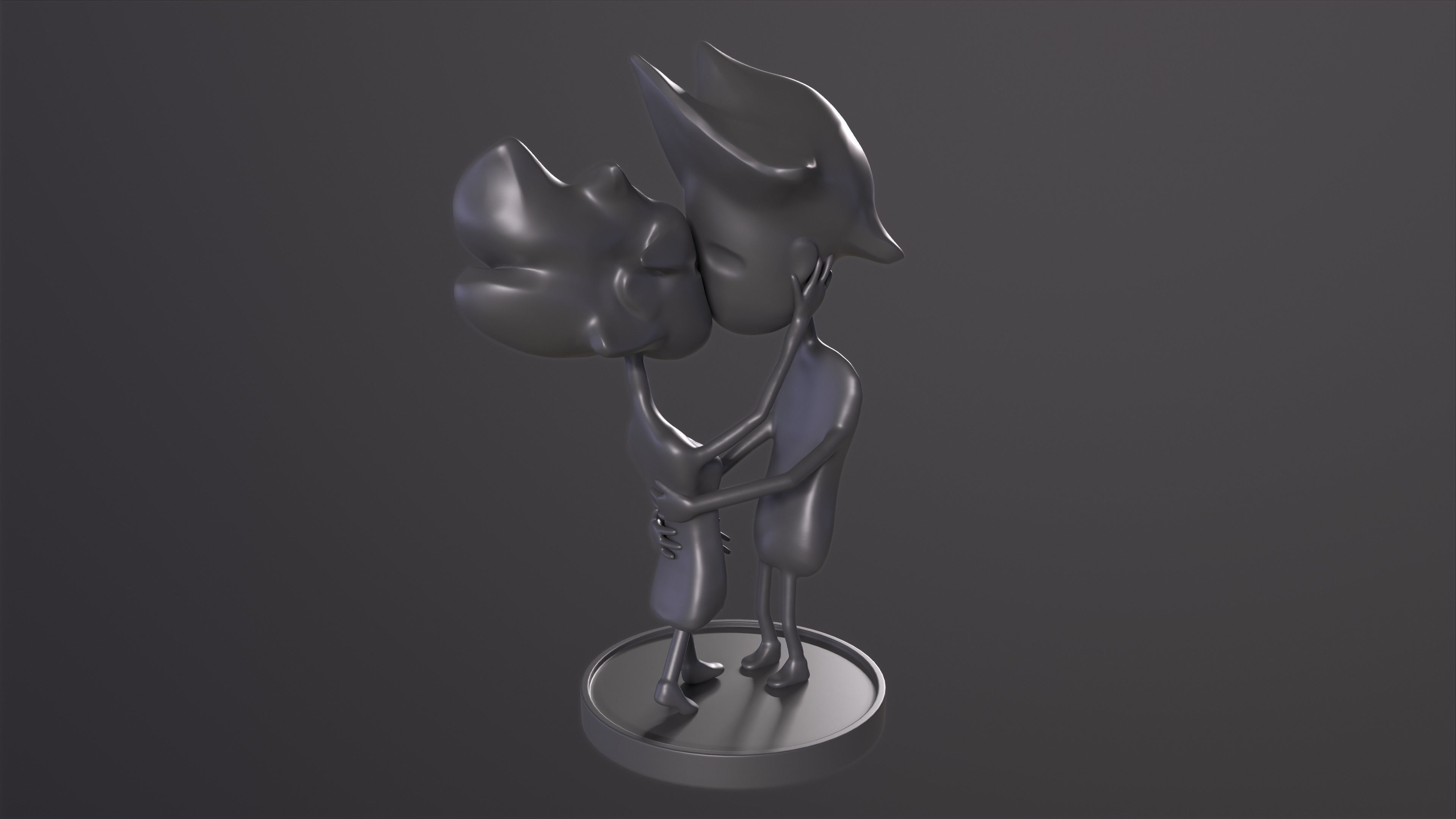 Kissing Couple - 3D Print Ready Model 3D print model_4