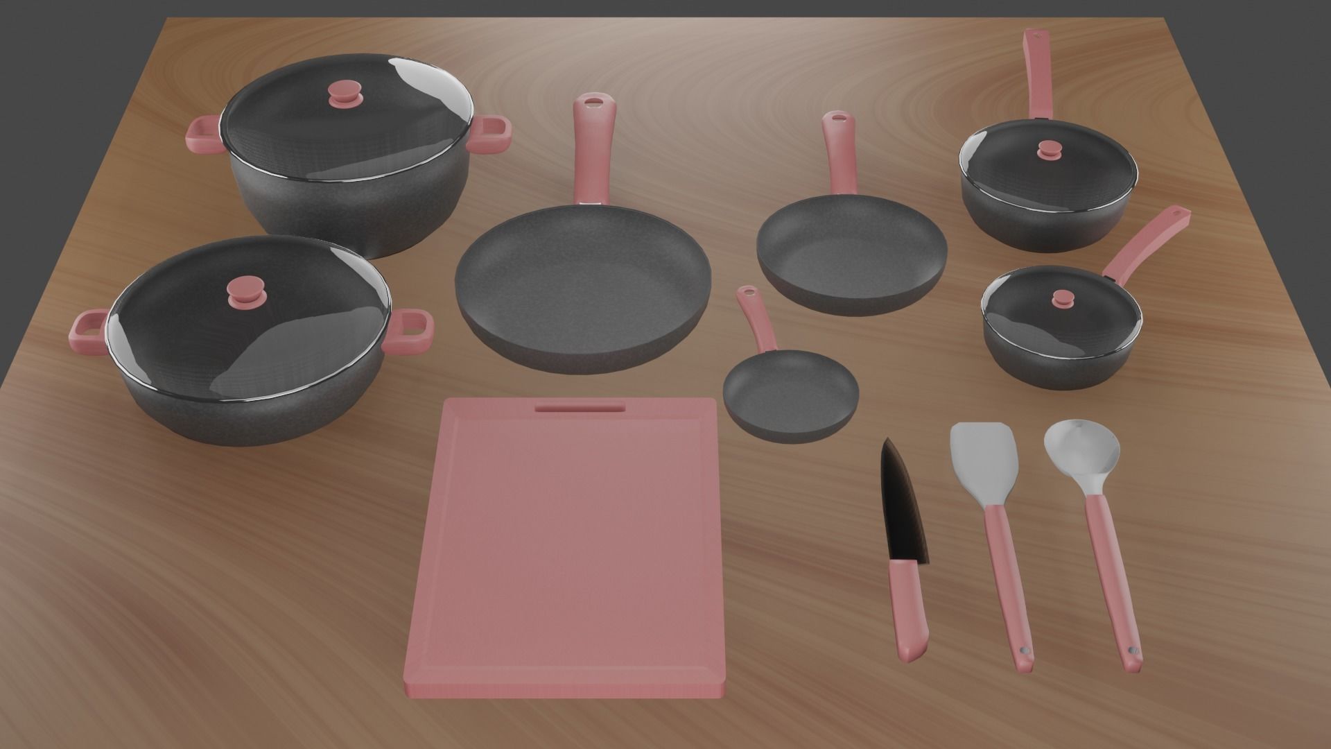 Kitchen Cookware Set 3D model_3