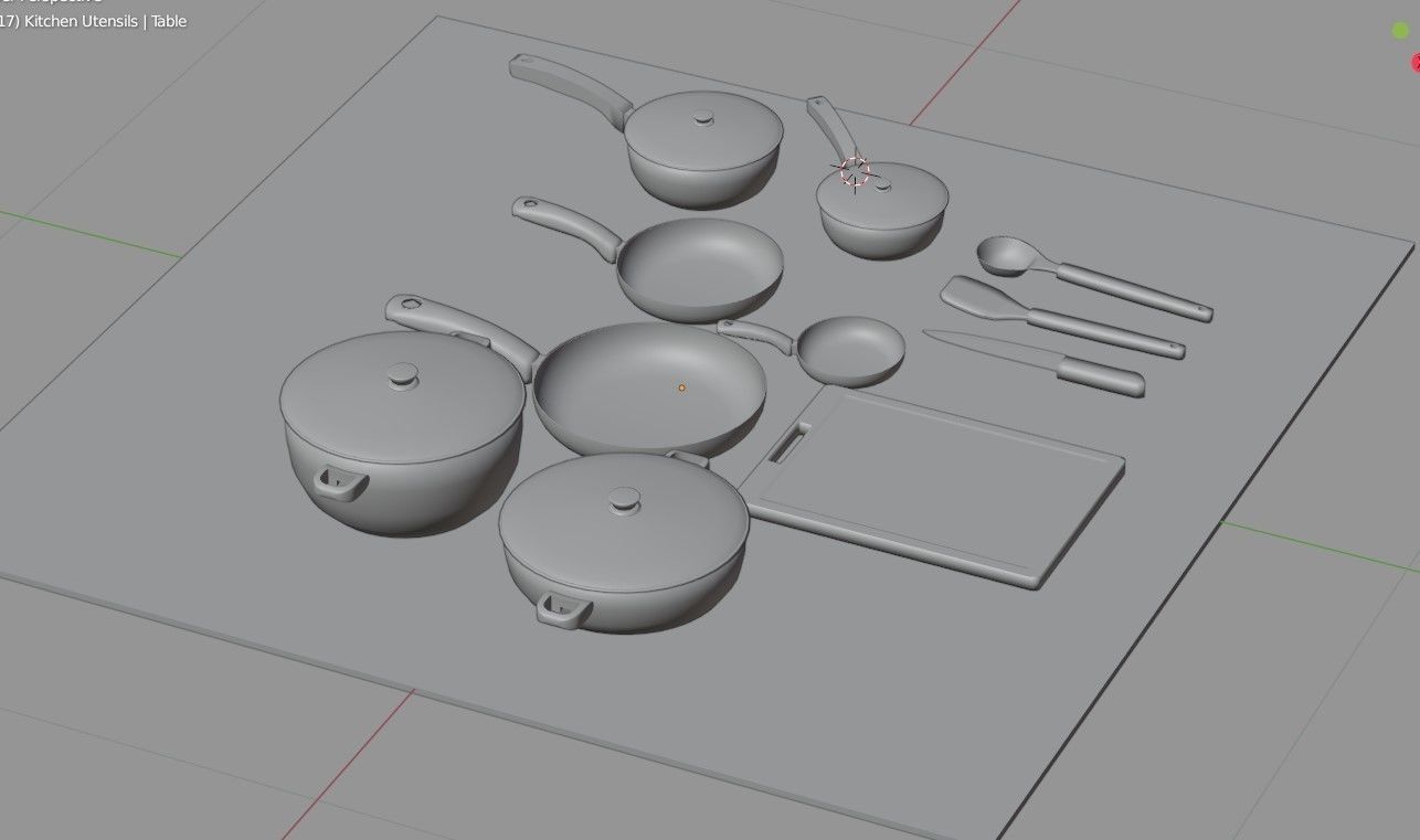Kitchen Cookware Set 3D model_11