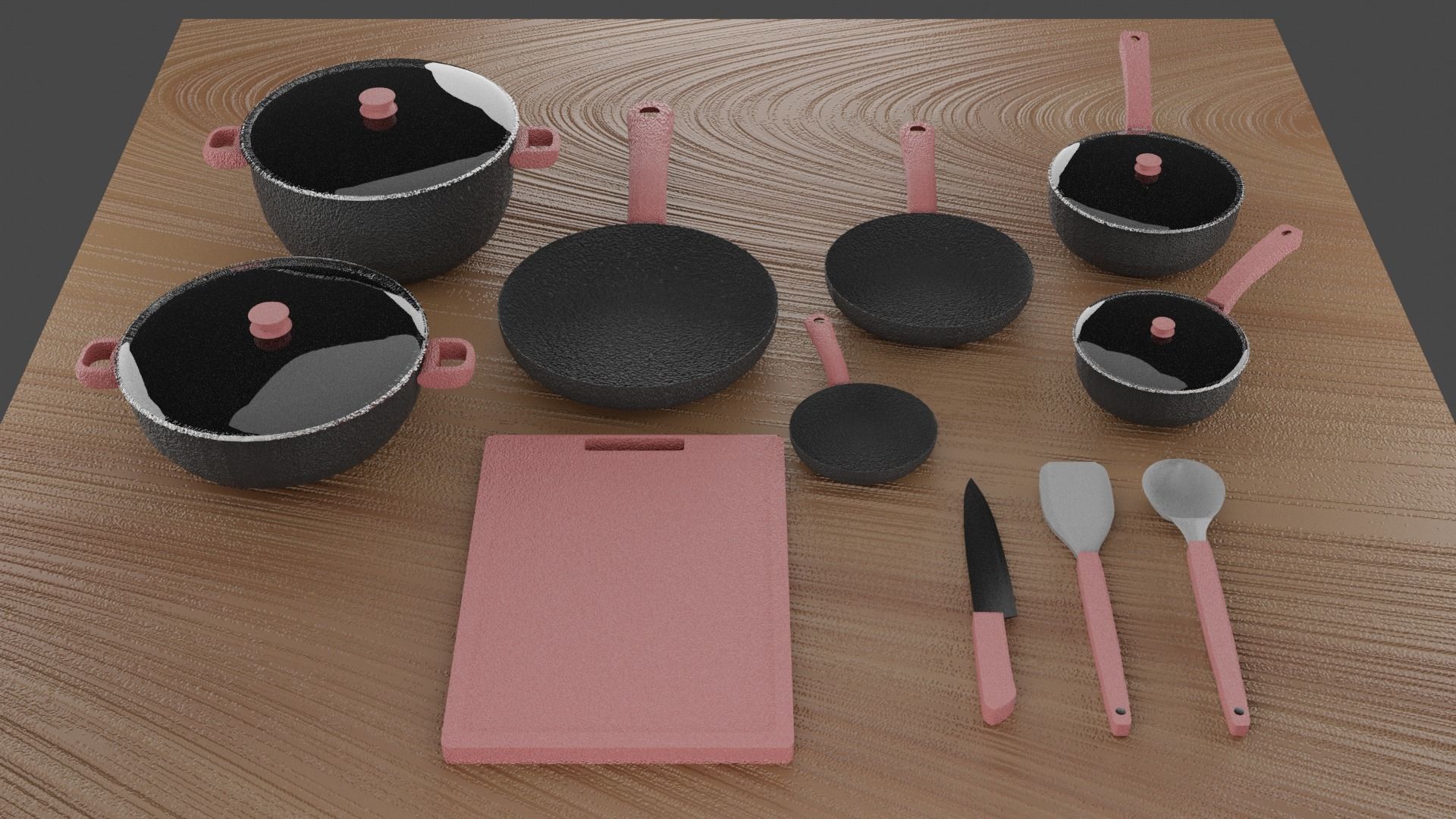 Kitchen Cookware Set 3D model_5