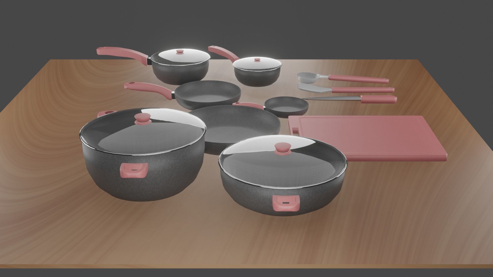Kitchen Cookware Set 3D model_4