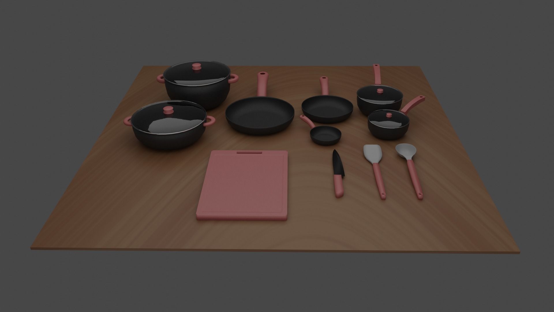 Kitchen Cookware Set 3D model_6