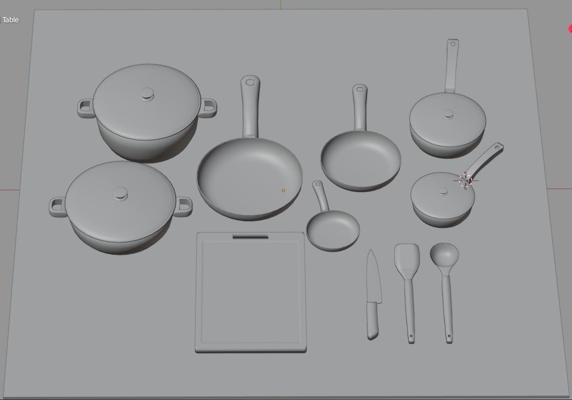 Kitchen Cookware Set 3D model_10