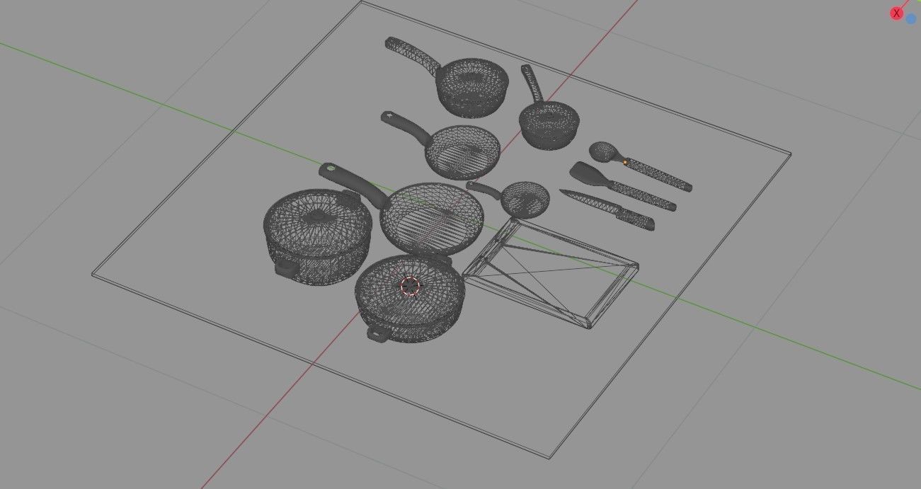 Kitchen Cookware Set 3D model_13