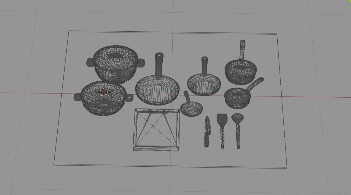 Kitchen Cookware Set 3D model_15