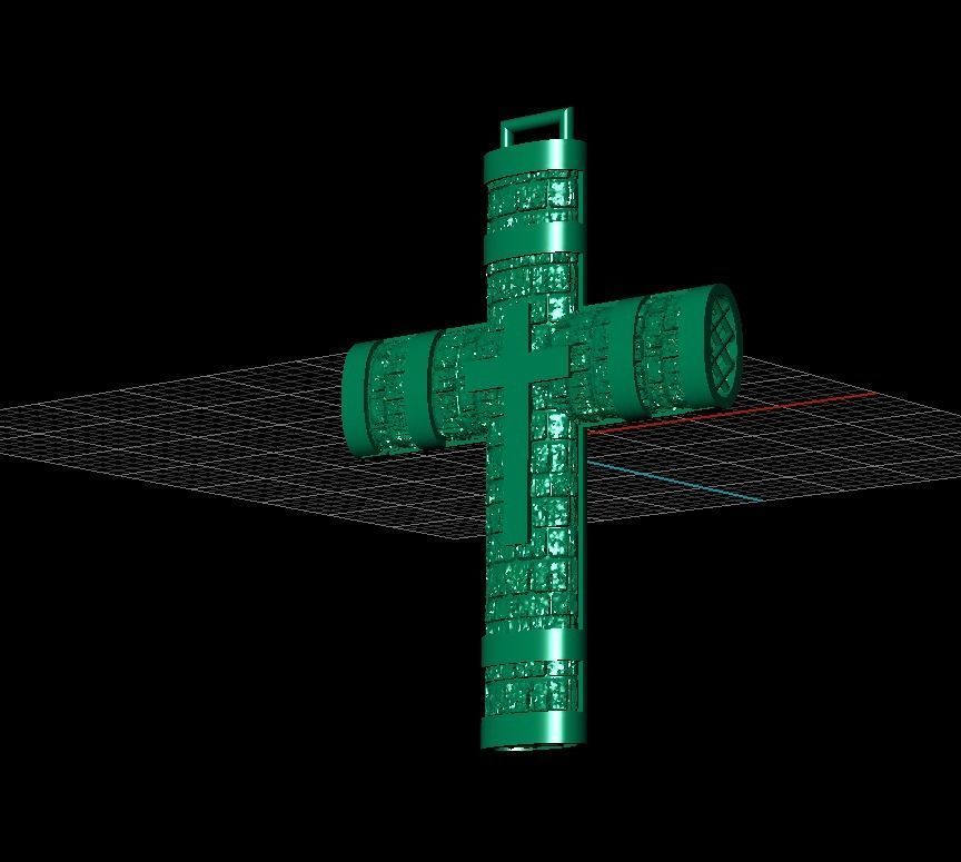 Cross patterned cross with texture saint jesus cristian  3D print model_31