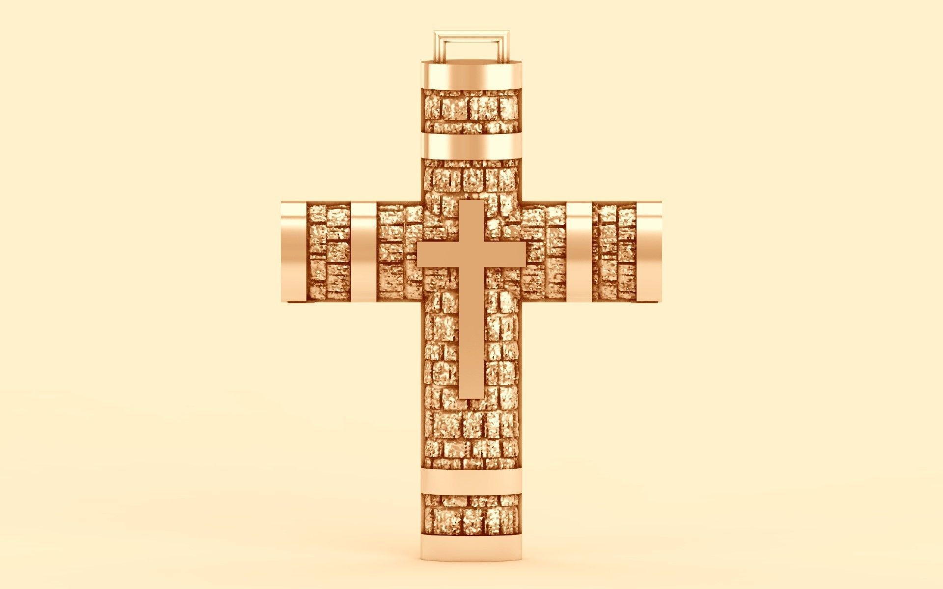 Cross patterned cross with texture saint jesus cristian  3D print model_5