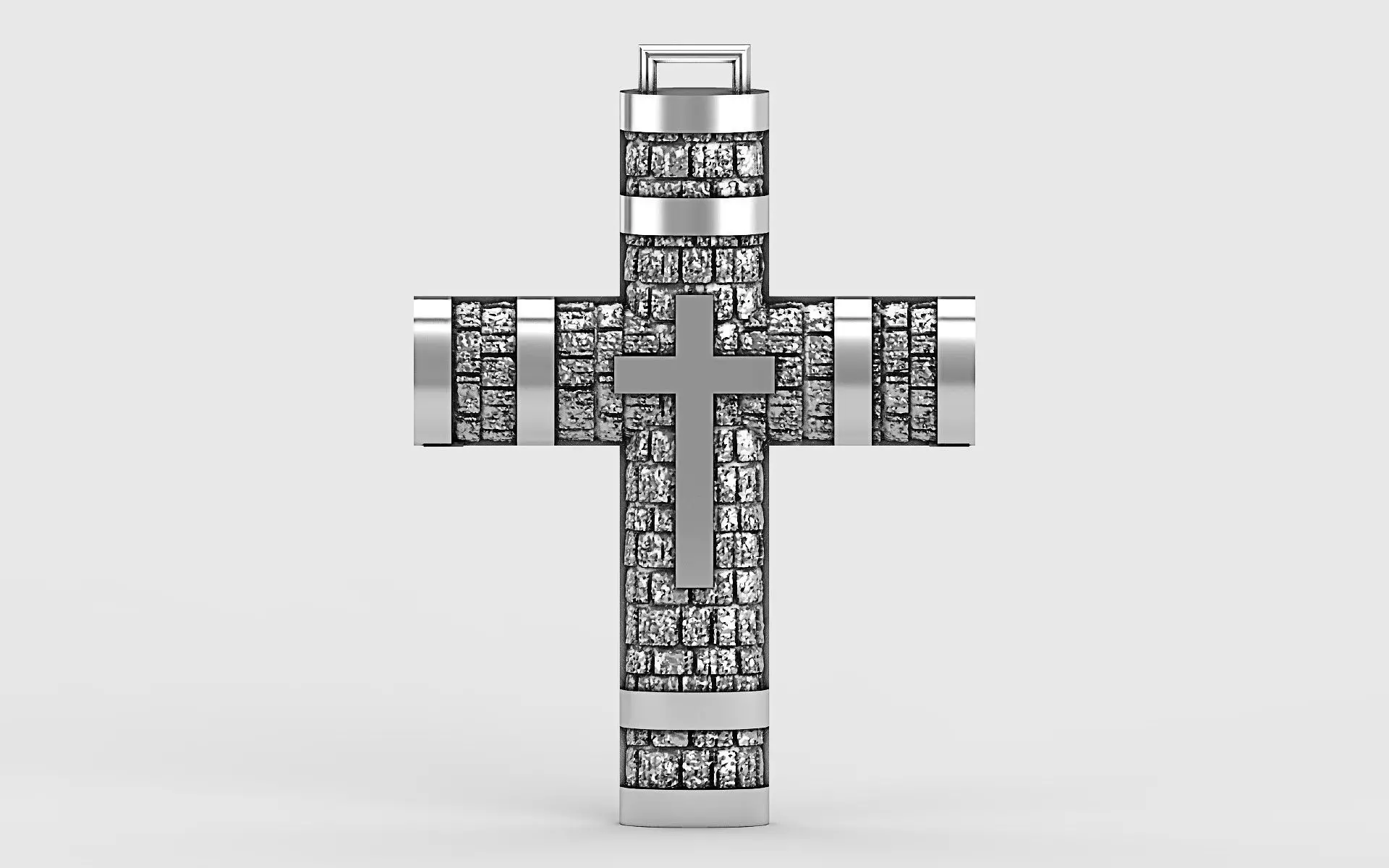 Cross patterned cross with texture saint jesus cristian  3D print model_0