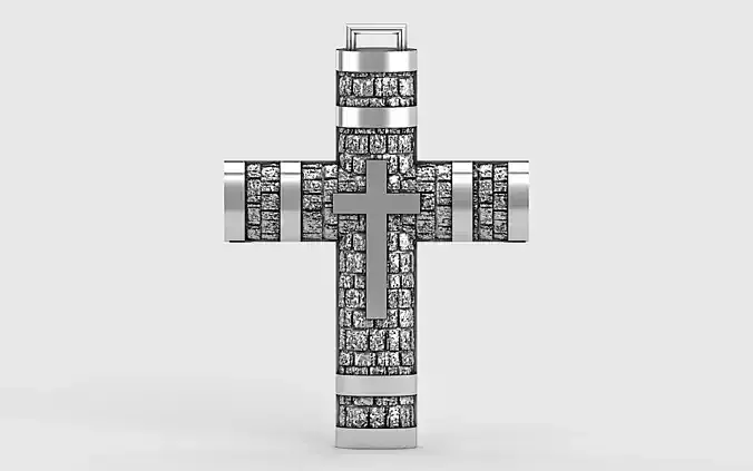 Cross patterned cross with texture saint jesus cristian  3D print model
