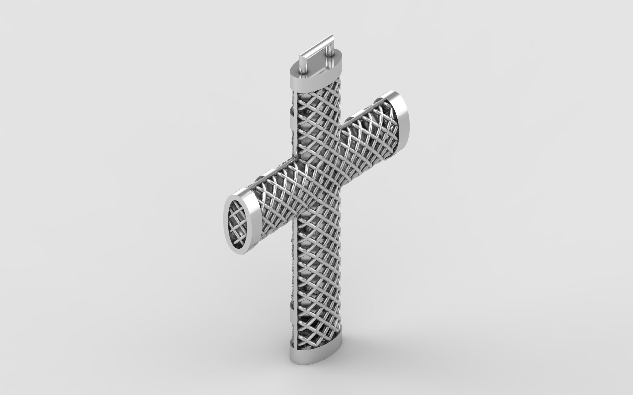Cross patterned cross with texture saint jesus cristian  3D print model_33