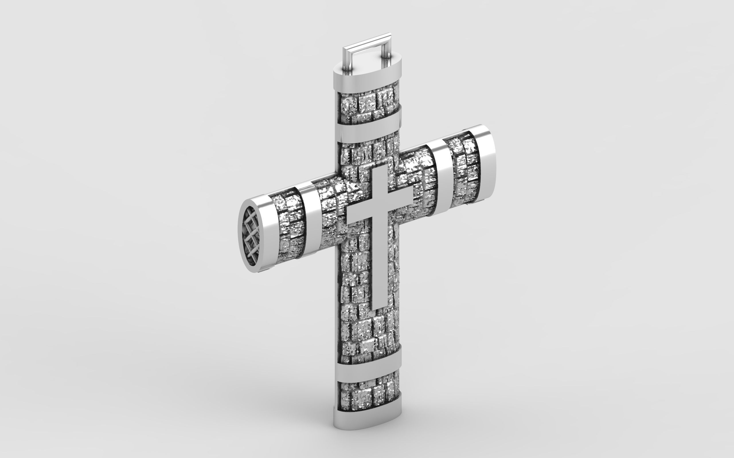 Cross patterned cross with texture saint jesus cristian  3D print model_30