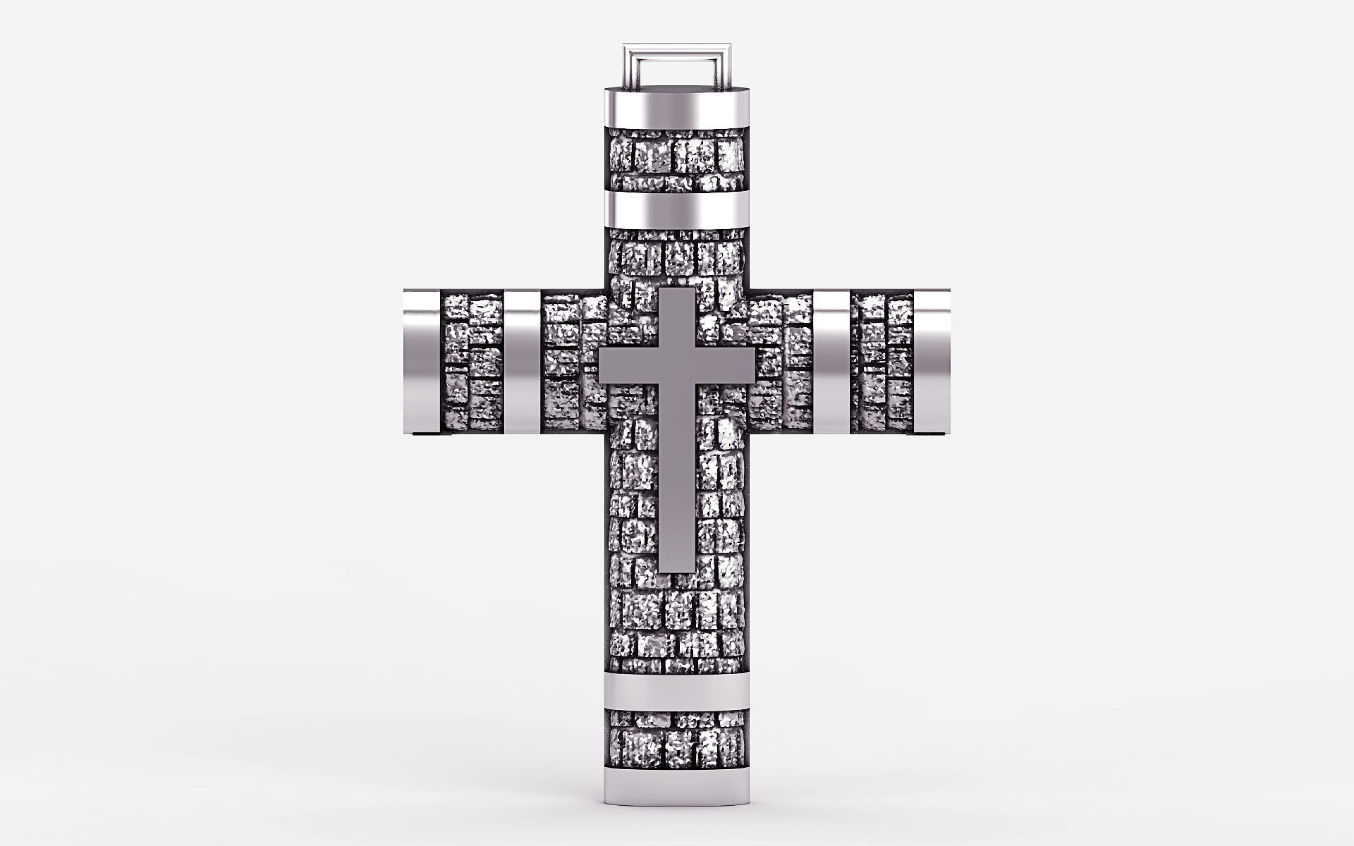 Cross patterned cross with texture saint jesus cristian  3D print model_34