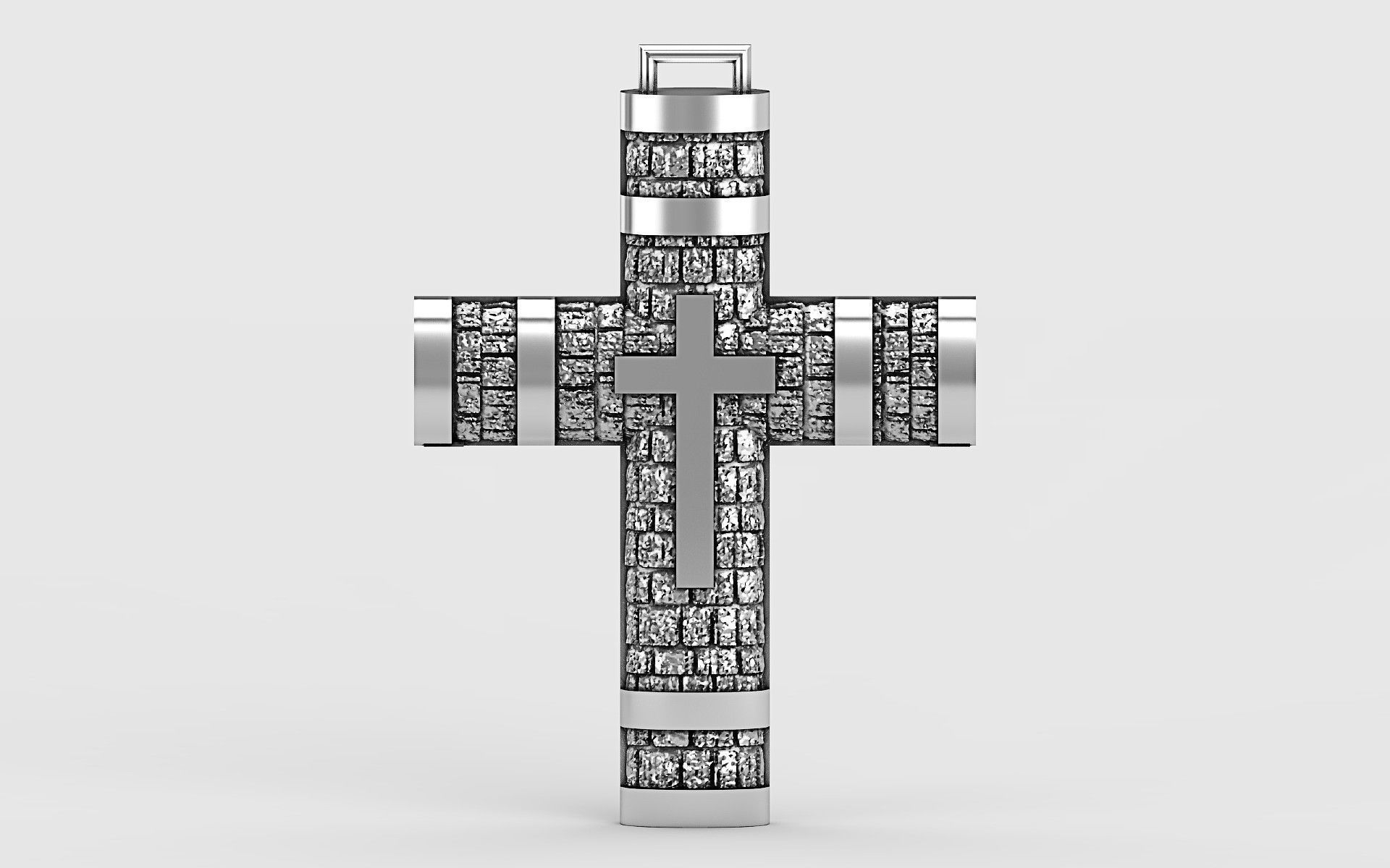 Cross patterned cross with texture saint jesus cristian  3D print model_19