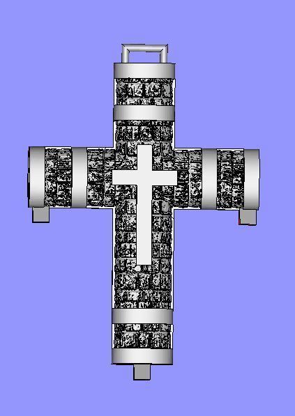 Cross patterned cross with texture saint jesus cristian  3D print model_12