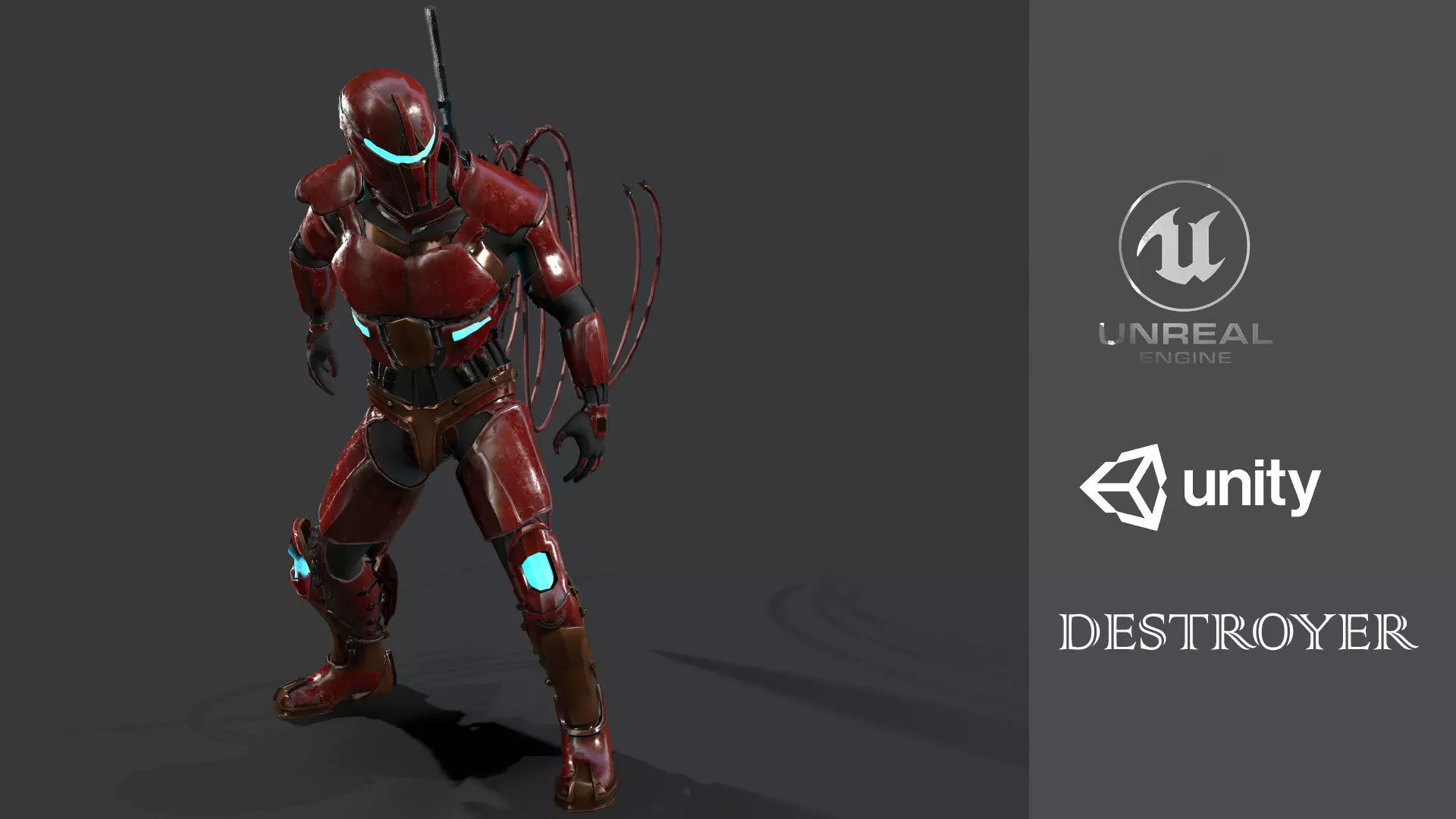 Destroyer Scifi  Low-poly 3D model_0