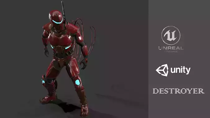 Destroyer Scifi  Low-poly 3D model