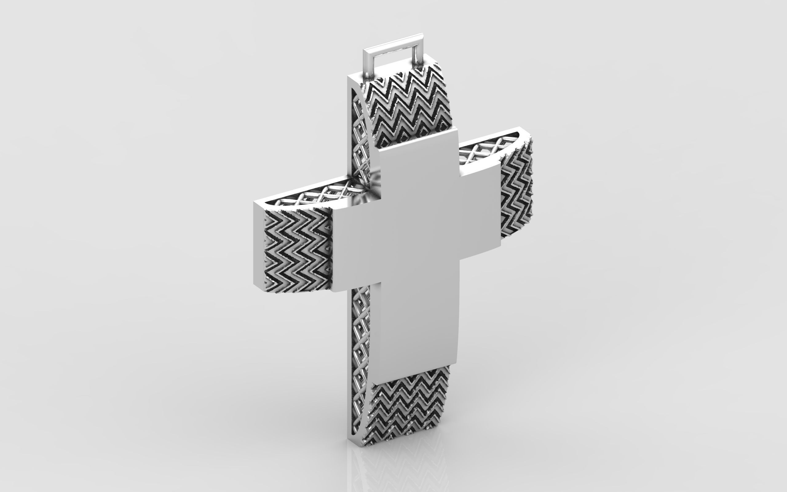 Cross patterned cross with texture saint jesus cristian 3 3D print model_7