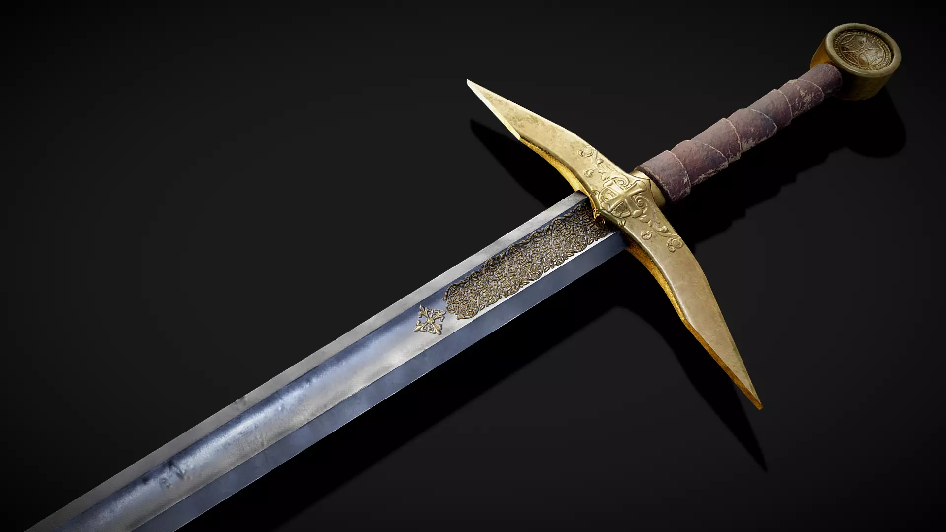 High Templar fantasy Greatsword Free low-poly 3D model_0