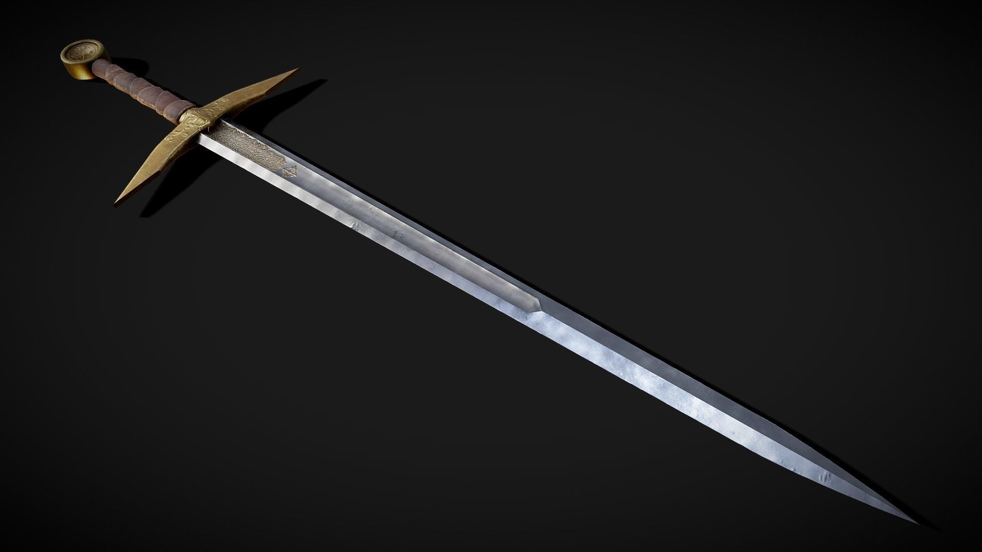 High Templar fantasy Greatsword Free low-poly 3D model_2