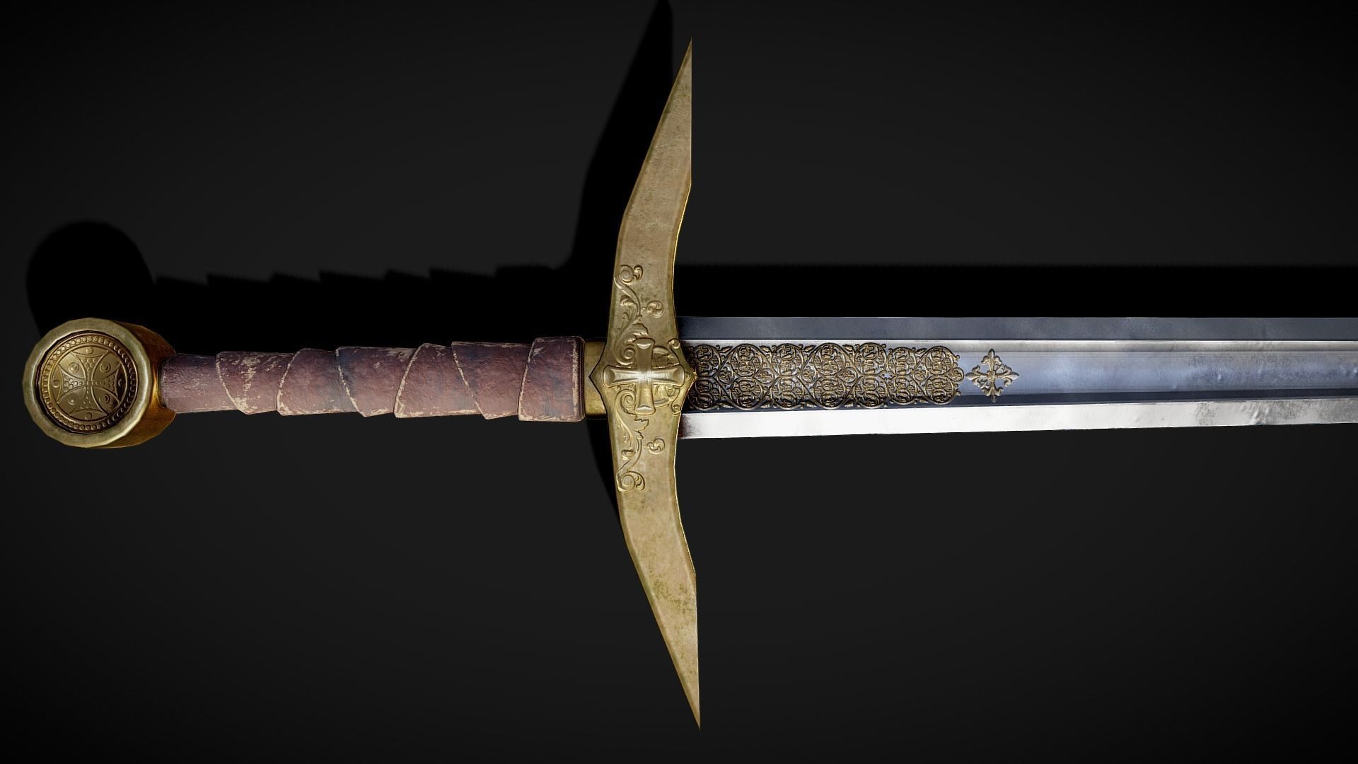 High Templar fantasy Greatsword Free low-poly 3D model_4