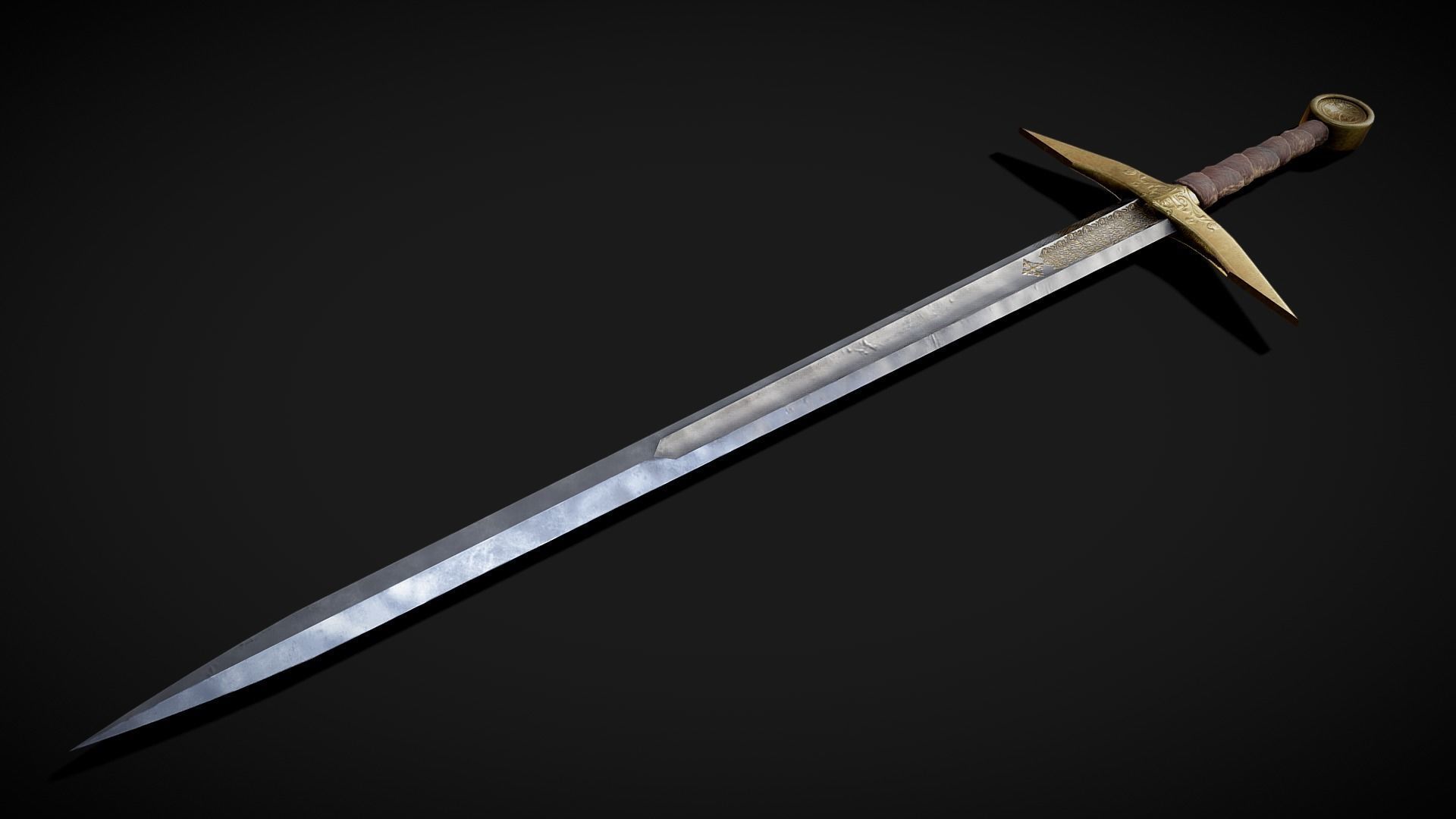 High Templar fantasy Greatsword Free low-poly 3D model_3