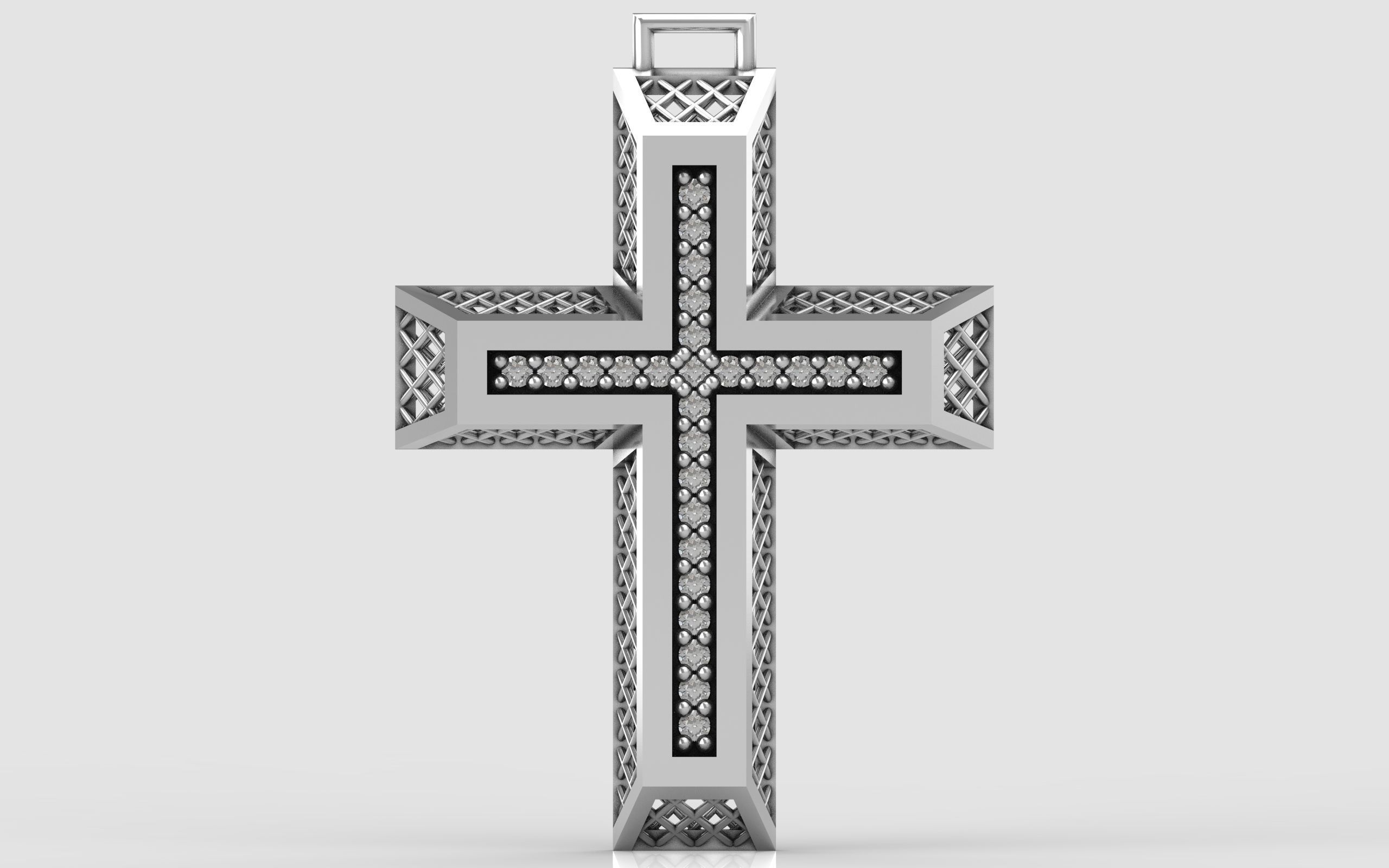 Cross patterned cross with texture saint jesus cristian 4 3D print model_3