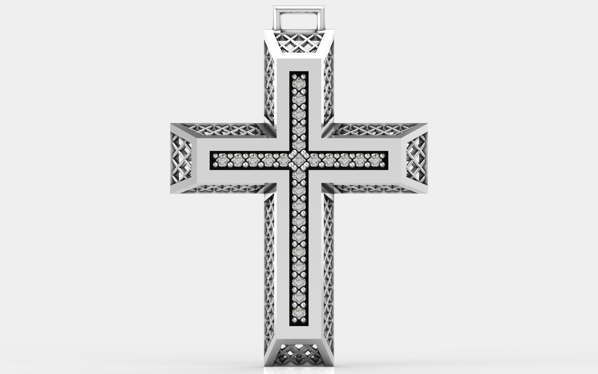 Cross patterned cross with texture saint jesus cristian 4 3D print model_9