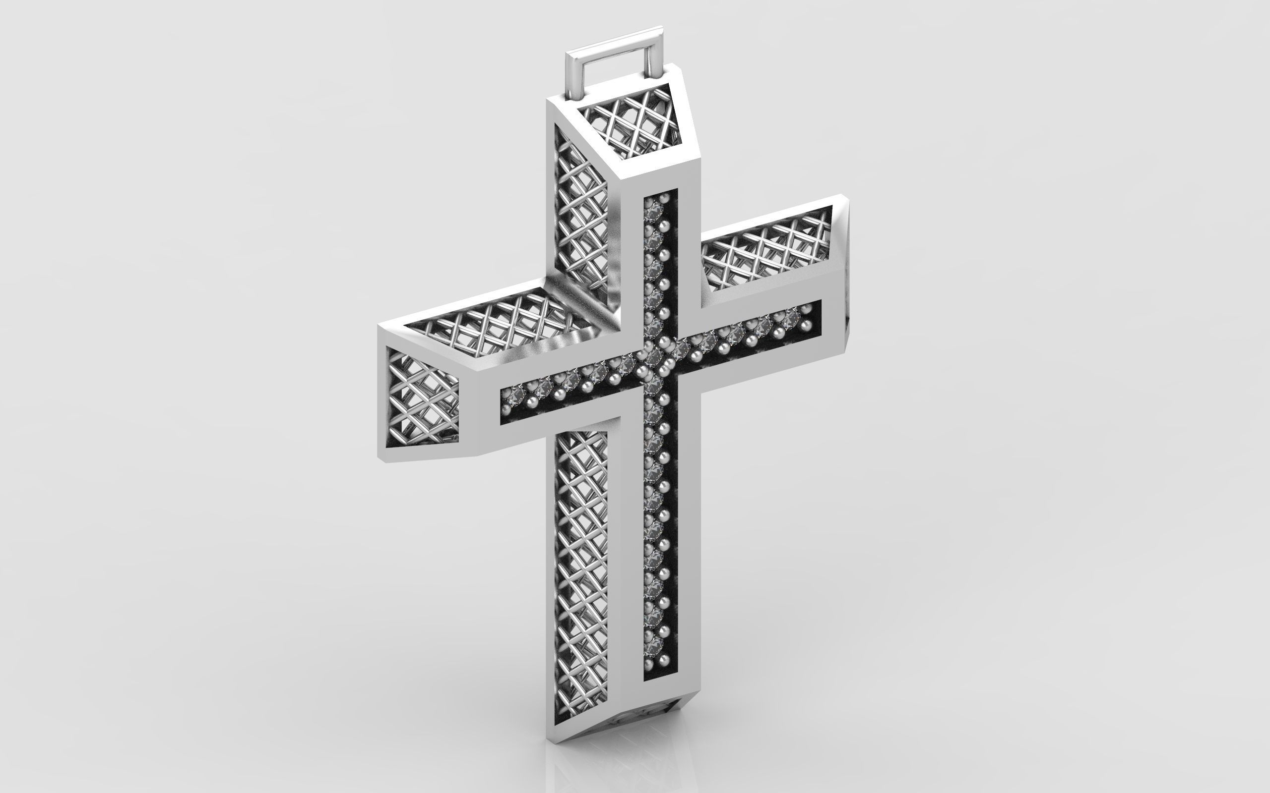 Cross patterned cross with texture saint jesus cristian 4 3D print model_1