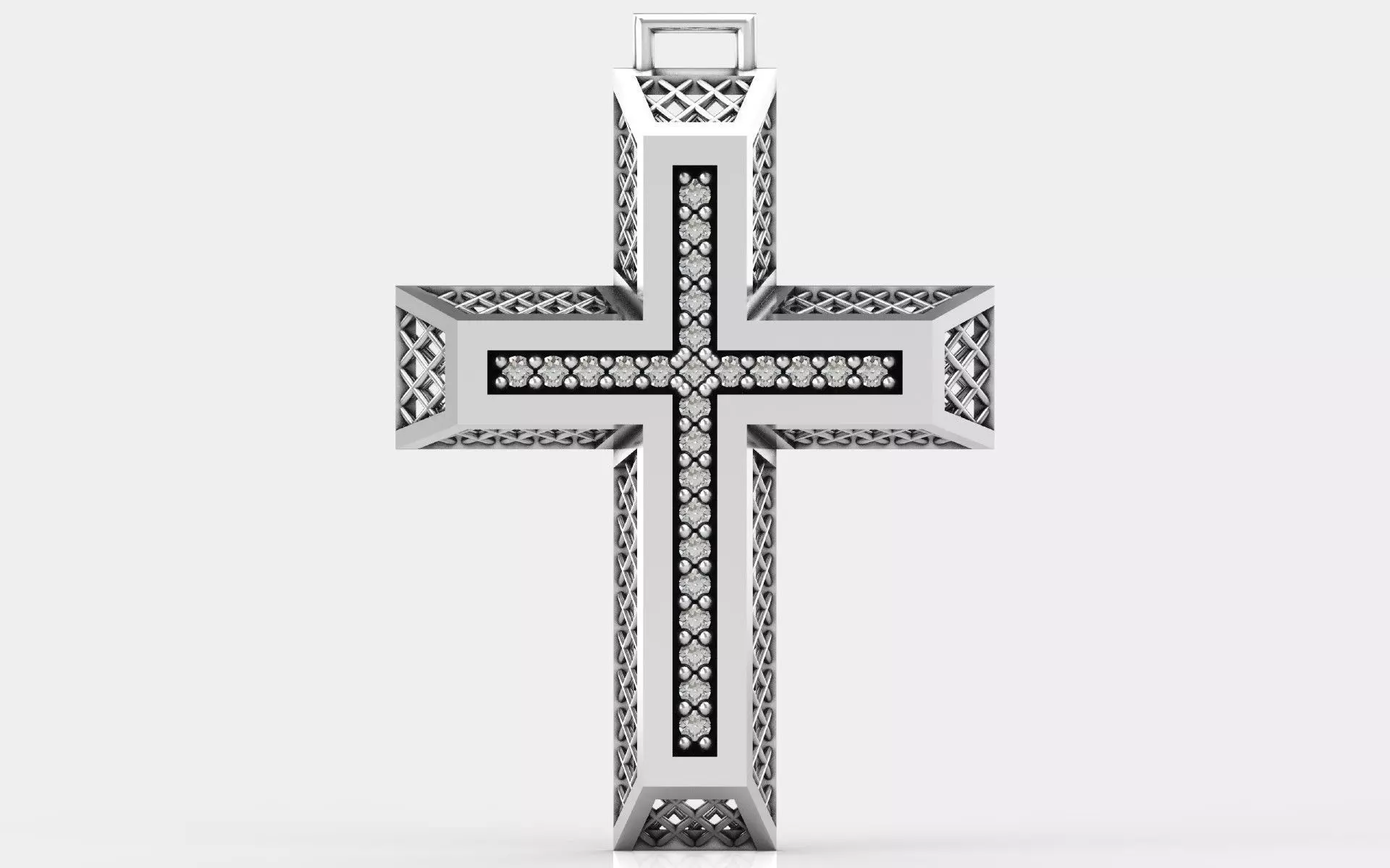 Cross patterned cross with texture saint jesus cristian 4 3D print model_0