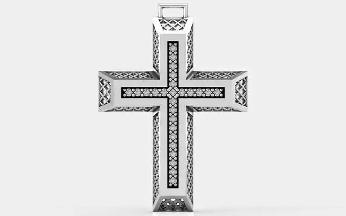 Cross patterned cross with texture saint jesus cristian 4 3D print model
