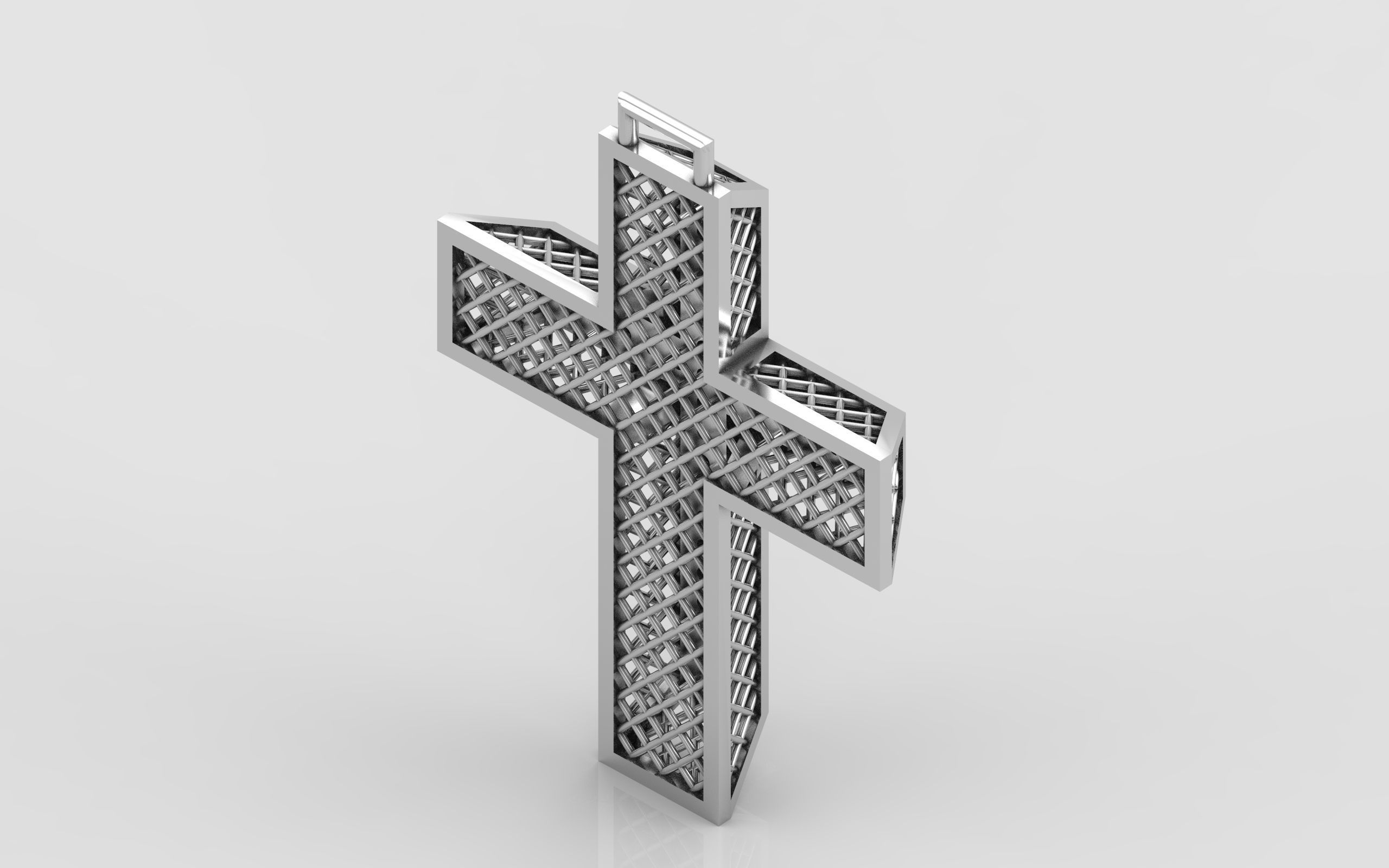 Cross patterned cross with texture saint jesus cristian 4 3D print model_2