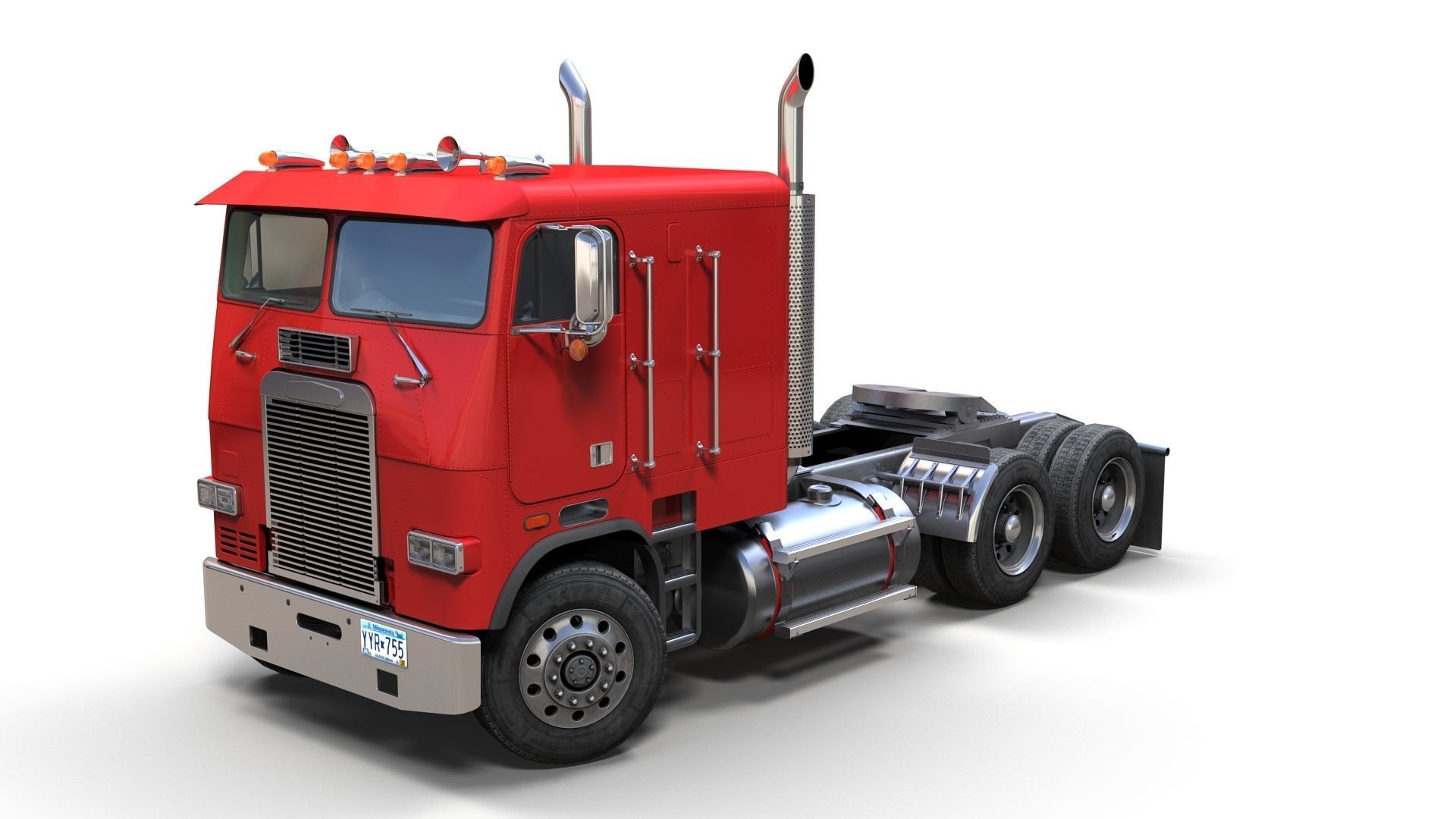 Freightliner FLT tanker semitruck Low-poly 3D model_15